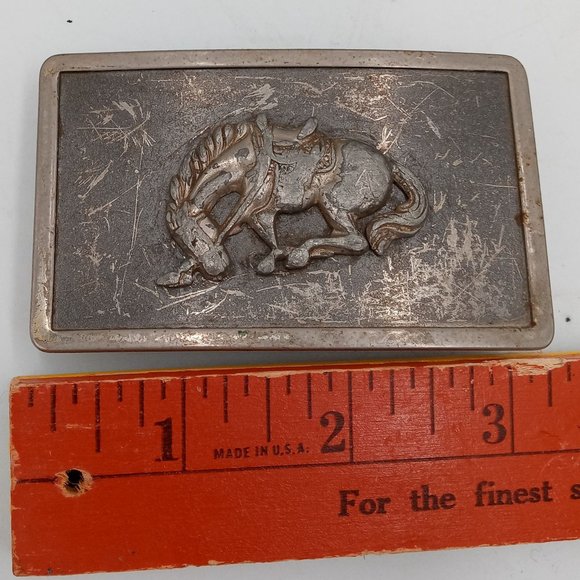 Distressed Horse Belt Buckle Vintage Cowboy Rodeo Lyntone Country Western Wear - Picture 3 of 9